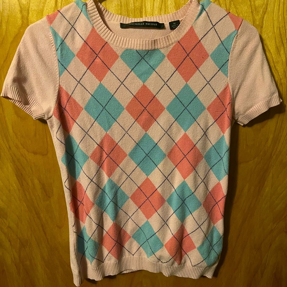 Michelle Nicole argyle business shirt
